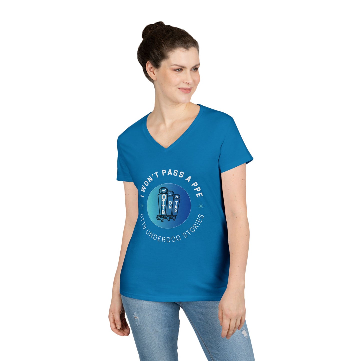 'I Won't Pass a PPE' OTTB on Tap Underdog Stories Ladies V-Neck Tee