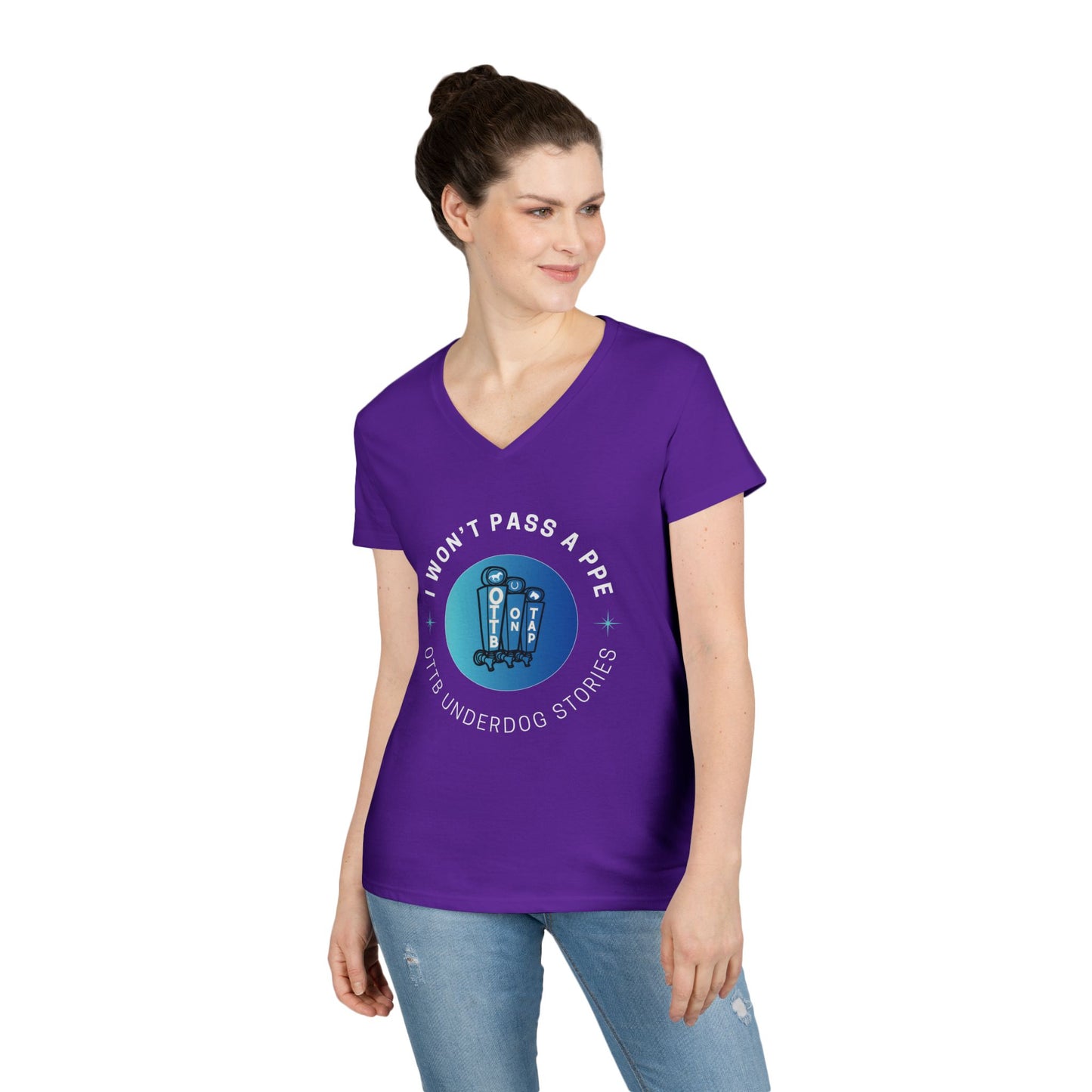 'I Won't Pass a PPE' OTTB on Tap Underdog Stories Ladies V-Neck Tee