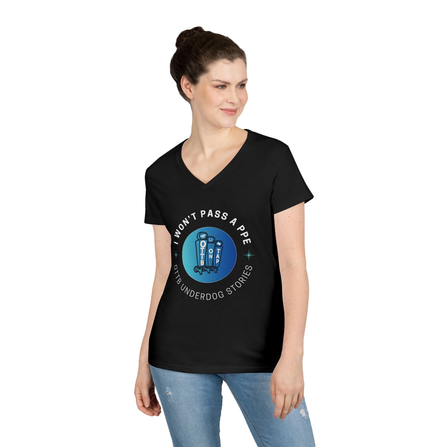 'I Won't Pass a PPE' OTTB on Tap Underdog Stories Ladies V-Neck Tee