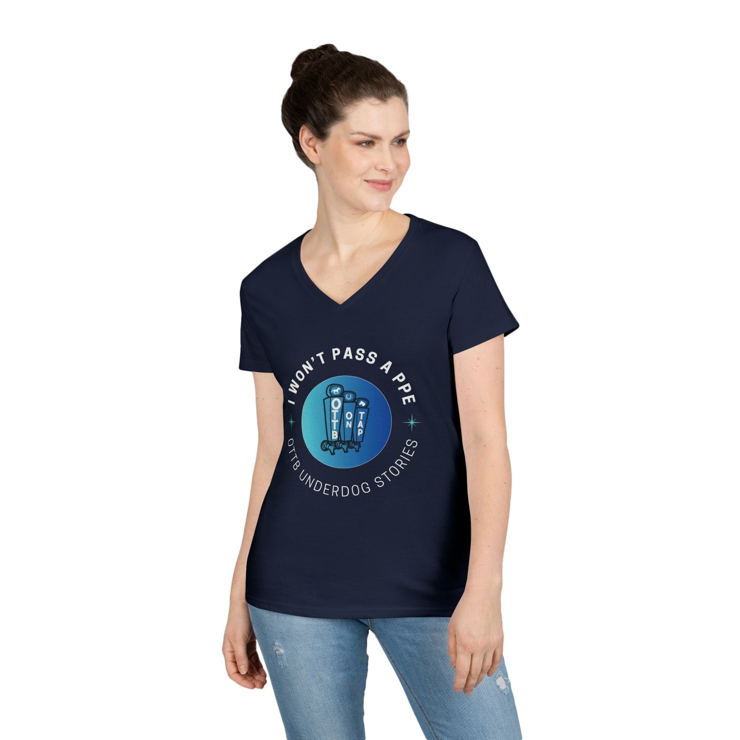 'I Won't Pass a PPE' OTTB on Tap Underdog Stories Ladies V-Neck Tee
